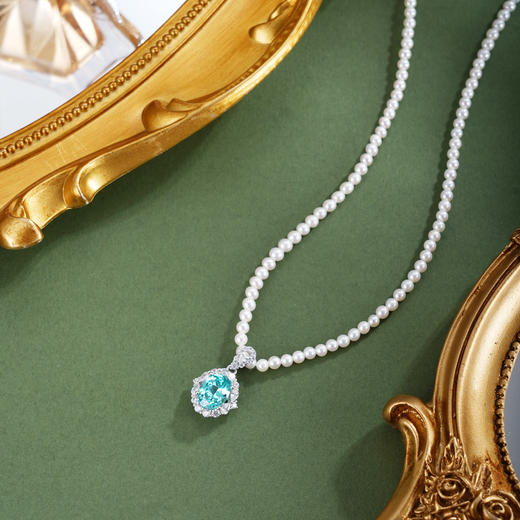 子佩集【海风与梦】银S925珍珠惜王妃项链【ZZXL028】2.8mm珠蓝椭圆2601 商品图0