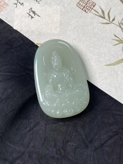 【快抱】【于田产和田玉于田料青白玉椭圆观音】出证书，发货1~5天，48小时鉴赏期 商品图2