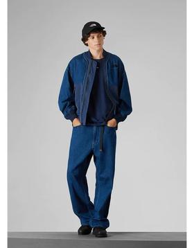 男休闲外套牛仔假两件户外两色棒球服夹克， 假两件风格设计