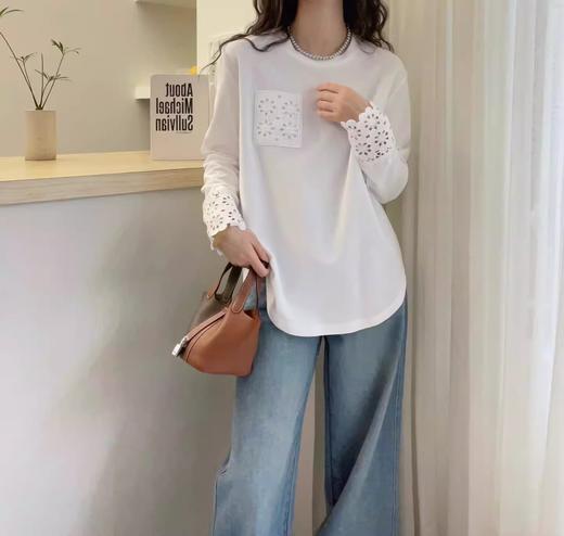 温柔到骨子里的拼接蕾丝法式白T 商品图3