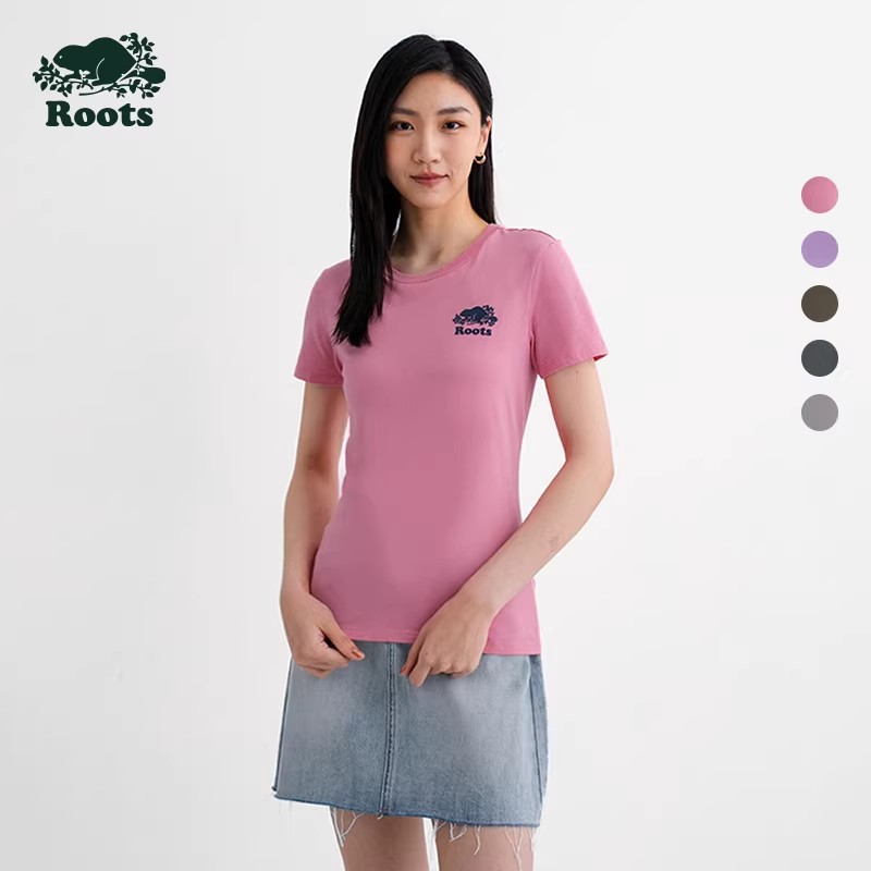 【2件9折】【ROOTS】女式海狸修身短袖T恤