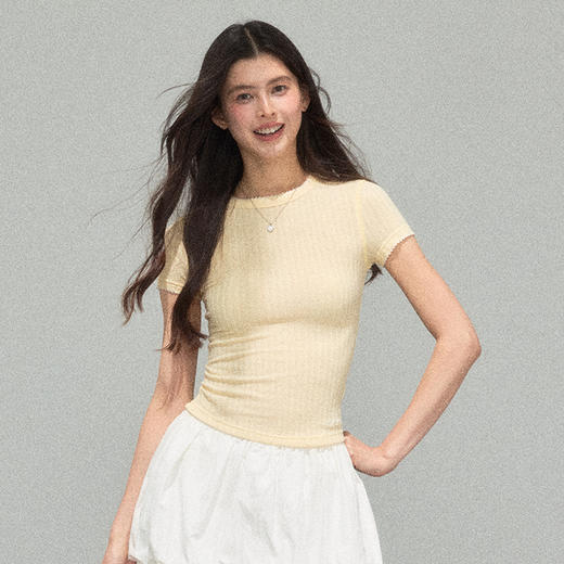 Ariseism 美式复古基础款百搭修身短袖T恤女夏季新款上衣 商品图0