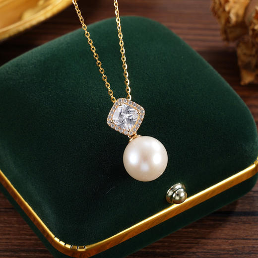 子佩集【莹澈蜜语】银S925珍珠惜王妃套链【P1902】11.5mm珠镀金方块2601 商品图0