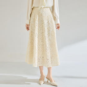 「高货sh」全新升级【铂金会员220/天猫289/差价69】(74948)洛诗琳法式宫廷风蕾丝半身裙2026夏季重工刺绣高腰A字伞裙