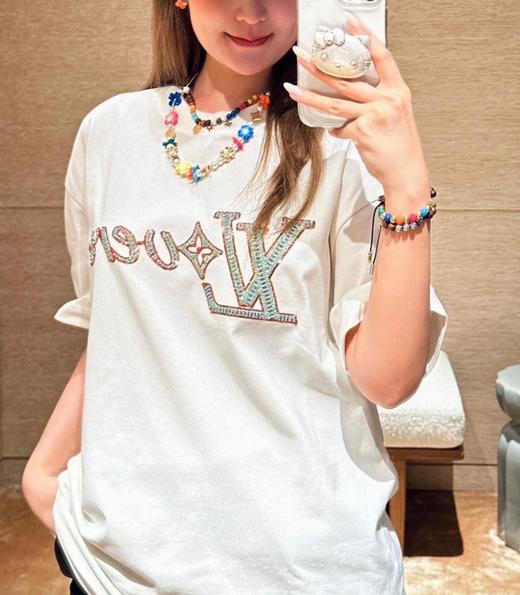 中性款珠片logo短袖T恤zh 商品图4