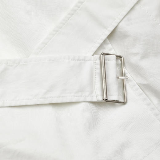 ROMI STUDIO“优雅老钱”100%匹马棉双排扣收腰白风衣RWDSWG2338 商品图3