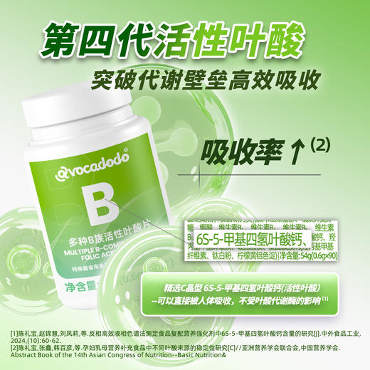 复合维生素B族孕活性叶酸B1b2b6b12备妇牛油果果桥本甲Avocadodo 商品图2