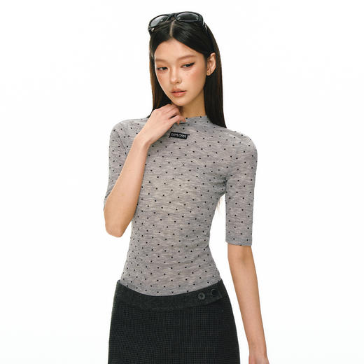 Ariseism 美式复古波点微透中袖T恤女夏季新款修身上衣 商品图3