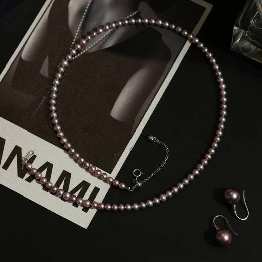 佐奈美(SANAMI)紫色珍珠耳钉/项链合集｜莹润珠光，就像清晨的露珠，清新而淡雅 商品图1