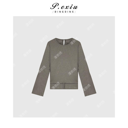 03-5潘依绣丁丁宠粉潘依绣 光泽感包边夏季新款拖袖高级T恤 21105T 商品图2