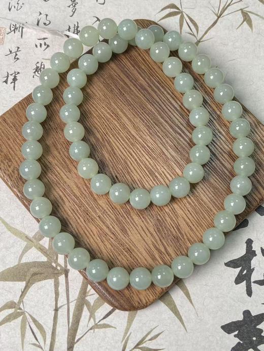 【快抱】【于田产和田玉于田料青白玉8mm项链】出证书，发货1~5天，48小时鉴赏期 商品图1