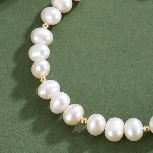 子佩集【柔光女神】珍珠惜王妃手链【ZZSL014】5.8*7mm珠镀金管2601 商品图1