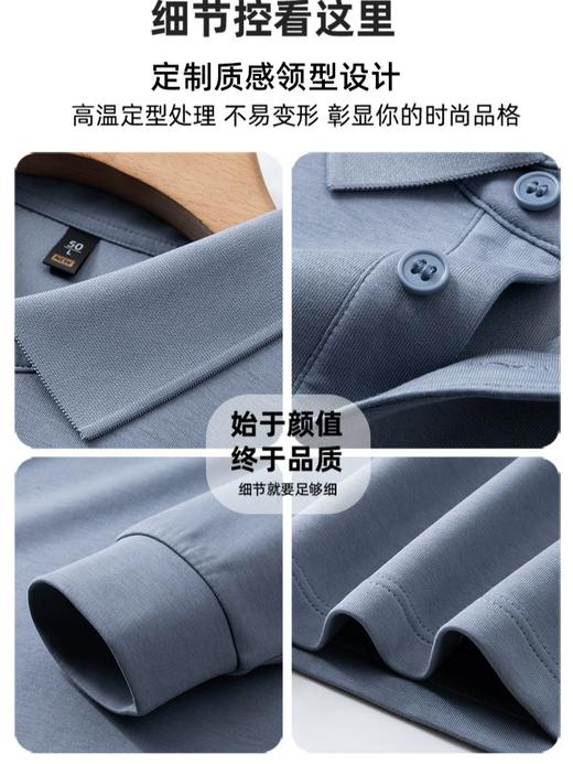 派森龙春秋长袖翻领男士POLO衫纯色保暖男T恤打底衫 商品图4