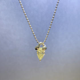 铂金镶黄钻项链