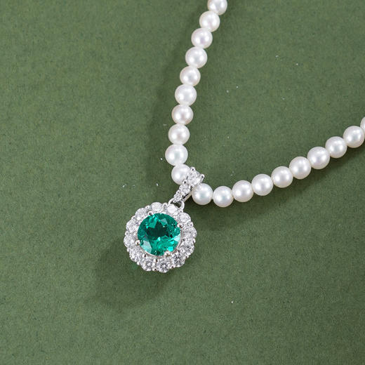 子佩集【森语初晴】银S925珍珠惜王妃项链【ZZXL021】2.8mm珠绿太阳花2601 商品图1