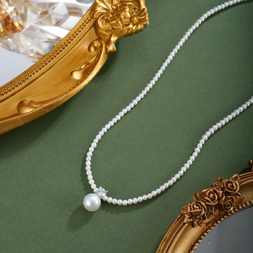 子佩集【玲珑月华】银S925珍珠惜王妃项链【ZZXL007】2.8mm小珠9mm大珠星点2601 商品图0