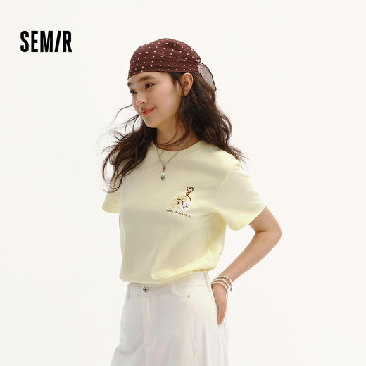 商场同款|森马插画师联名短袖T恤女夏季纯棉宽松刺绣2026新款上衣 商品图1
