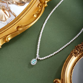 子佩集【蓝调情书】银S925珍珠惜王妃项链【ZZXL022】2.8mm珠蓝椭圆2601