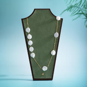 子佩集【长情印记】珍珠惜王妃毛衣链【ZZMYL002】16.5mm扁珠镀金巴洛克2601