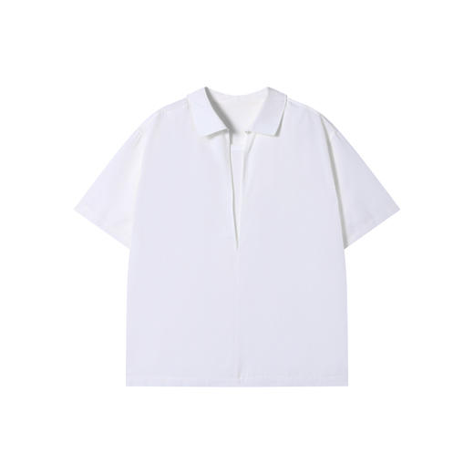 SDSA男装2026新款轻奢简约纯色假两件短袖衬衫百搭时尚套头上衣 商品图0