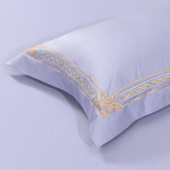 富安娜60S贡缎全棉四件套高支素绣纯棉床品套件双人加大被套230*229cm 商品图3