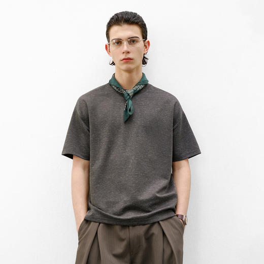 714street花纱亚麻混纺日系休闲短袖男款2026夏季高级感老钱风T恤 商品图0