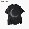 PINLI品立2026夏季新款青年月亮烫钻圆领落肩袖短袖T恤上衣潮牌男BG262111506 商品缩略图5