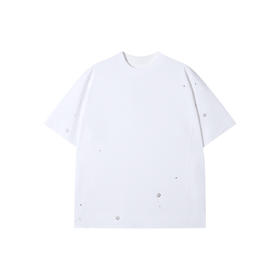 SDSA男装2026新款轻奢简约金属铆钉装饰圆领短袖T恤百搭纯色上衣