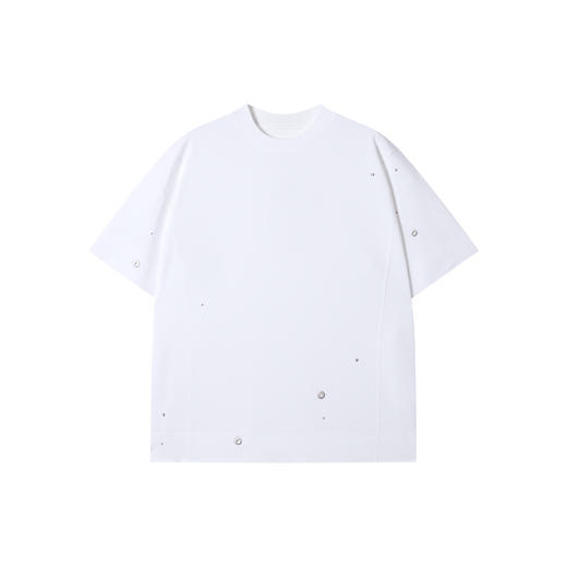 SDSA男装2026新款轻奢简约金属铆钉装饰圆领短袖T恤百搭纯色上衣 商品图0