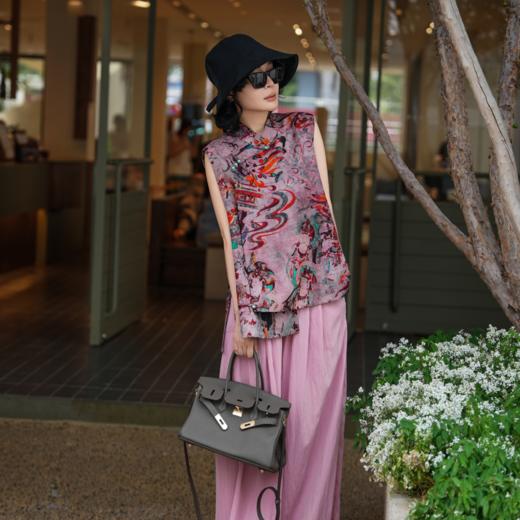 PanYiXiu/潘依绣天丝松弛休闲垂感褶皱松紧腰阔腿休闲裤 M9267 商品图0