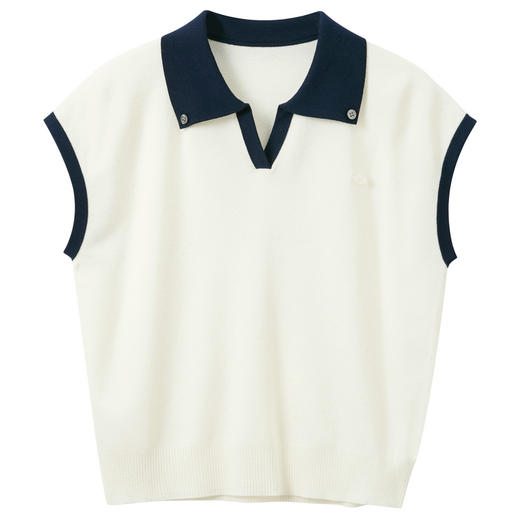 【莱赛尔】三彩2026夏季新款撞色翻领针织衫短袖毛衫套头S 商品图4