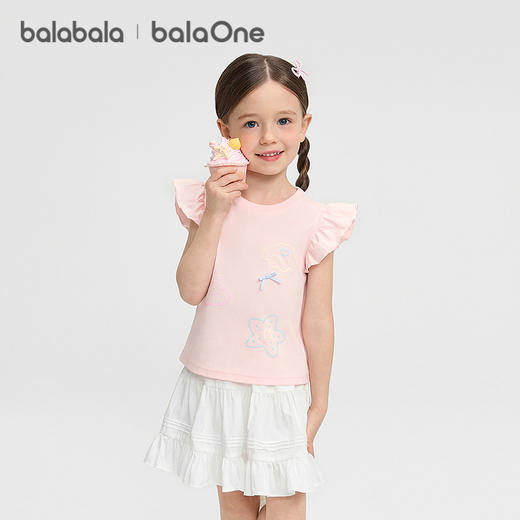 【balaOne】巴拉巴拉儿童短袖t恤2026新款夏装女童仿烫珠印花上衣 商品图2