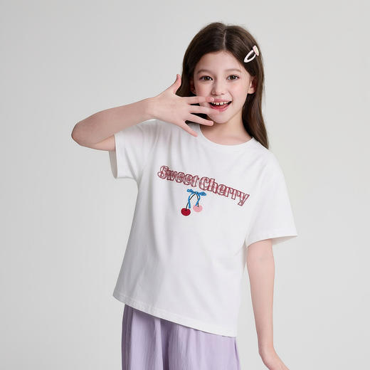笛莎Deesha 2026年夏季新款中童女童图案T恤T恤 商品图1