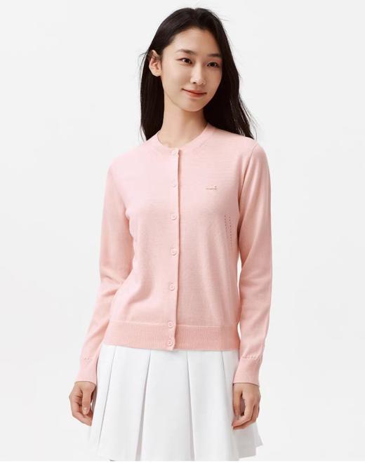 【9.5折】5楼法国鳄鱼LACOSTE女装26春夏新款纯色简约圆领针织衫开衫|AF5023-98吊牌价1290折后价1226 商品图1