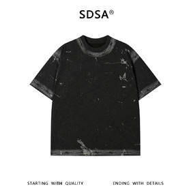 SDSA男装2026新款高贵轻奢潮牌小众设计撞色印花圆领短袖T恤宽松