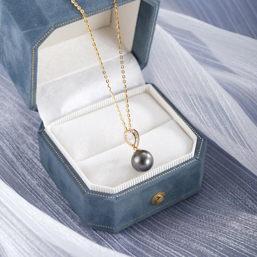 子佩集【曦华曳梦】银S925珍珠惜王妃套链【P3120】9mm珠镀金黑珠水滴2601 商品图1