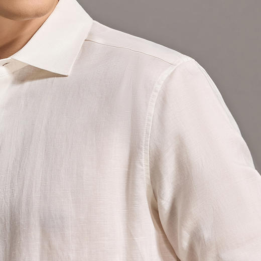 安东尼奥A&N 【棉+亚麻】春季新款男士长袖衬衫商务纯色亲肤老钱风通勤衬衣7243149 商品图5