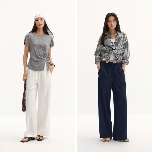 商场同款|森马休闲裤女夏季中缝阔腿裤2026新款简约风百搭拖地裤 商品图4