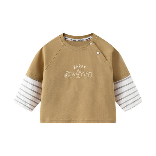 「29.9到手！舒弹面料」新款婴儿衣服假两件长袖t恤春秋男童宝宝打底衫儿童上衣 商品图4