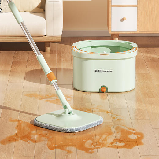 美添乐 净污分离家用一拖净免手洗拖把奶绿双桶设计（3布+清洁片） 6949555005198 商品图3