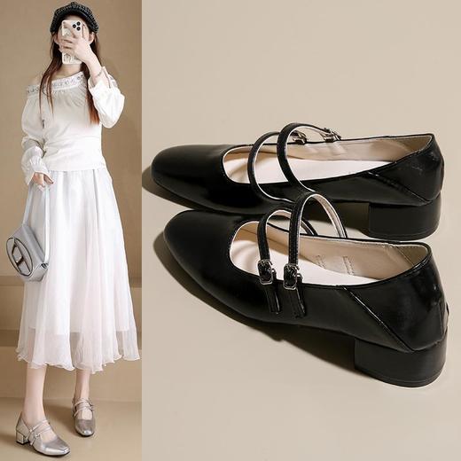 【新贵玛丽珍】2026银色浅口粗跟单鞋女春秋新款韩版法式气质仙女风温柔通勤粗跟玛丽珍鞋 商品图2