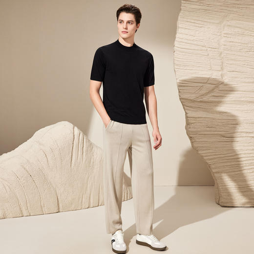 安东尼奥A&N 【精纺绵羊毛 多色可选】亲肤不扎短袖T恤男简约百搭半袖打底衫6237740 商品图9