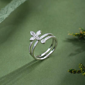子佩集【静盼花开】银S925戒指【JL071261】时尚四叶草时尚2602