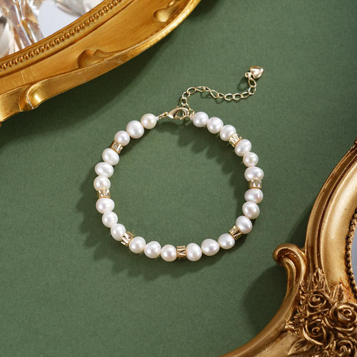 子佩集【星弦女王】珍珠惜王妃手链【ZZSL013】5.5*6.8mm珠镀金多纹珠2601 商品图3