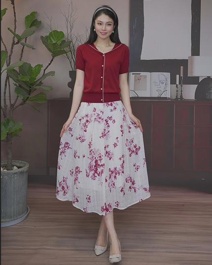 司歌针织衫轻薄透气收腰上衣v领夏女天丝G93G3951 商品图2