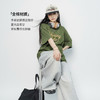 马登美式复古墨绿色圆领纯棉宽松版落肩袖印花短袖T恤上衣女士夏 商品缩略图3