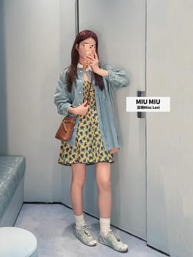 缪缪 26Ss春夏新款 向日葵黄碎花吊带连衣裙（MM）