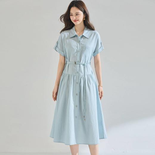 「高货sh」全新升级【铂金会员358/天猫479/差价121】(75049)洛诗琳简约显瘦衬衫连衣裙2026新款天丝麻通勤风收腰裙 商品图2