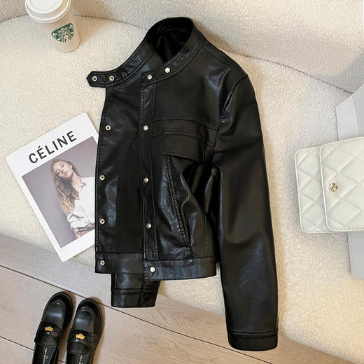 【清风外衣】2026春季新款黑色高级感皮衣外套！女款韩系复古酷飒pu夹克机车！ 商品图3