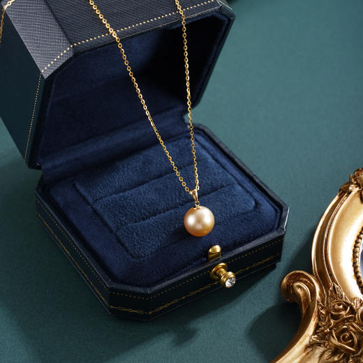 子佩集【璨若骄阳】G18K珍珠惜王妃吊坠【JQH003】10mm珠海水珠金色吊球镀金（不含链）2601 商品图1